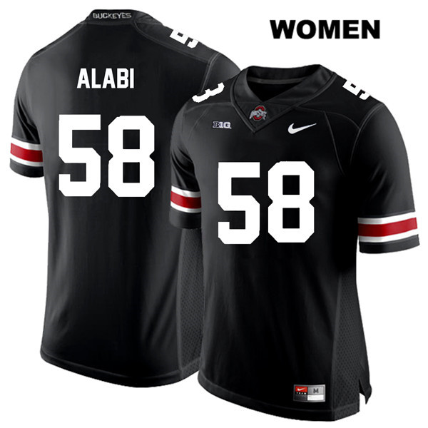 Ohio State Buckeyes Women's Joshua Alabi #58 White Number Black Authentic Nike College NCAA Stitched Football Jersey CE19I05TI